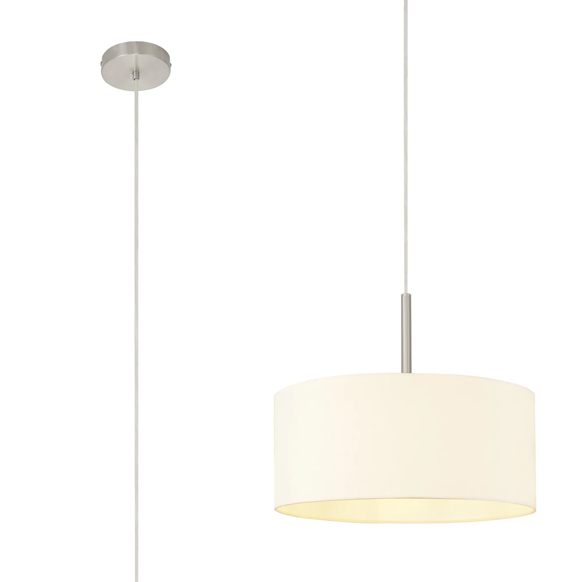 DK0287  Baymont 40cm Pendant 1 Light Satin Nickel; Ivory Pearl